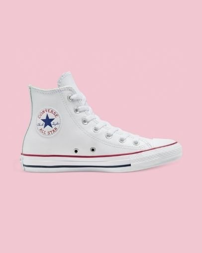 Converse Chuck Taylor All Star Klasyczne Skórzane Wysokie Top Białe | A00411D