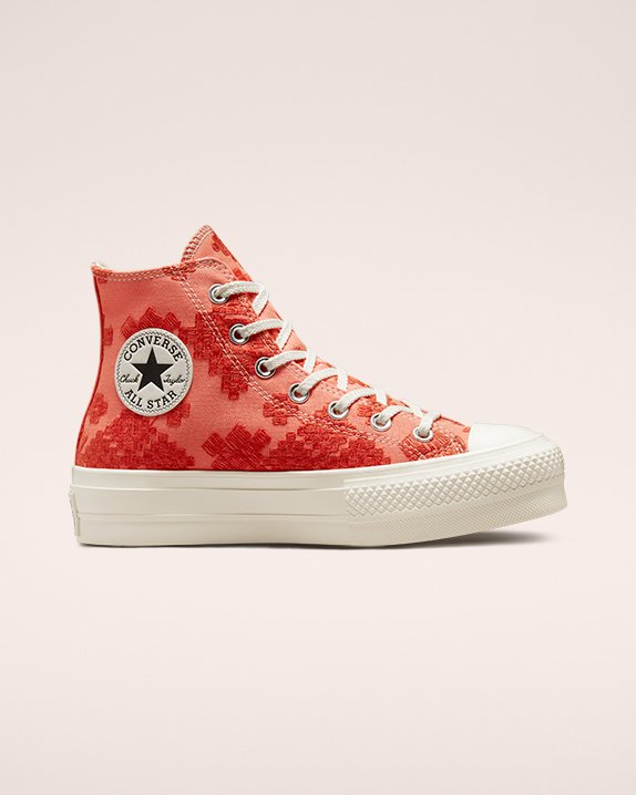 Converse Chuck Taylor All Star Lift Festival Borderie Wysokie Top Czerwone | A95142W