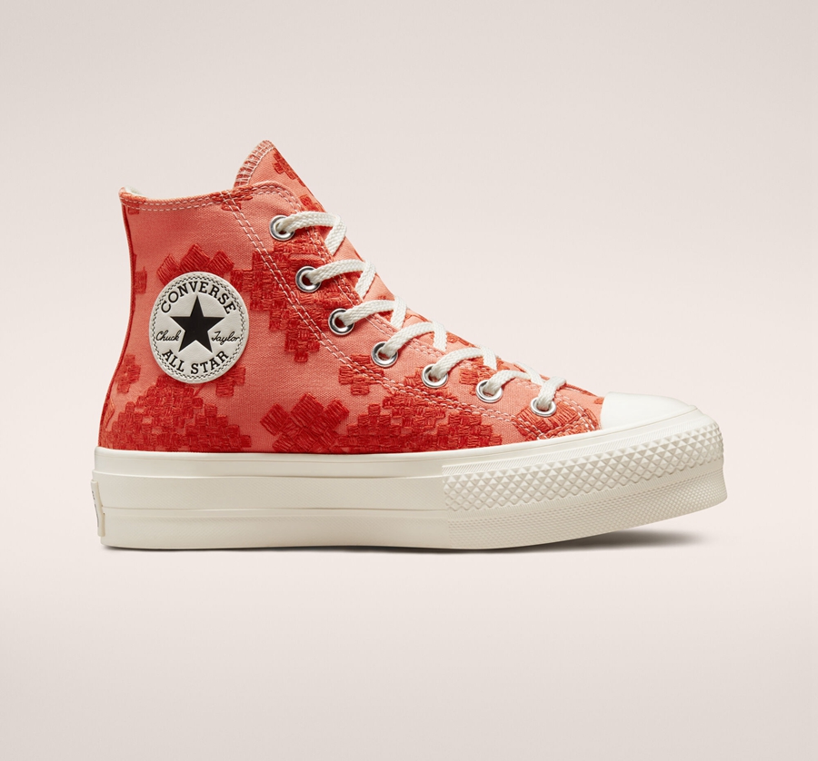 Converse Chuck Taylor All Star Lift Platformie Tonal Embroidery Czerwone | A58028O