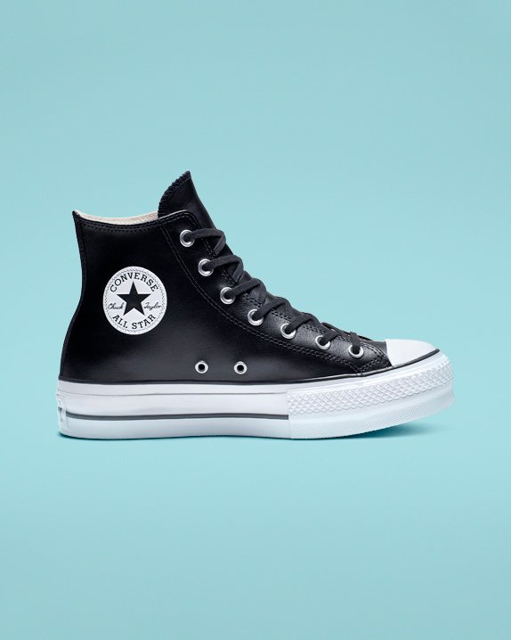 Converse Chuck Taylor All Star Lift Skórzane Wysokie Top Czarne | A05653R