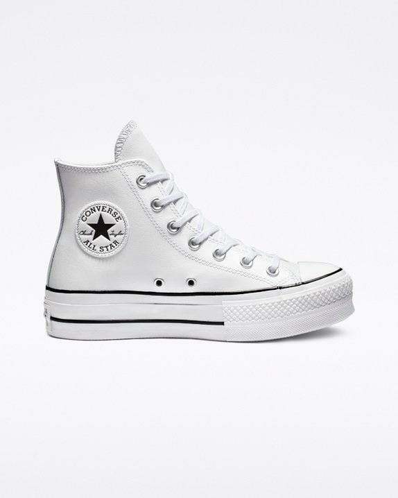 Converse Chuck Taylor All Star Lift Skórzane Wysokie Top Białe | A36121U