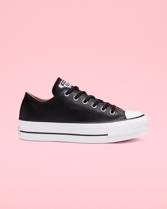 Converse Chuck Taylor All Star Platformie Skórzane Niskie Top Czarne | A26055I