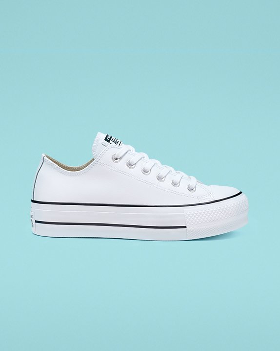 Converse Chuck Taylor All Star Platformie Skórzane Niskie Top Białe | A50275O